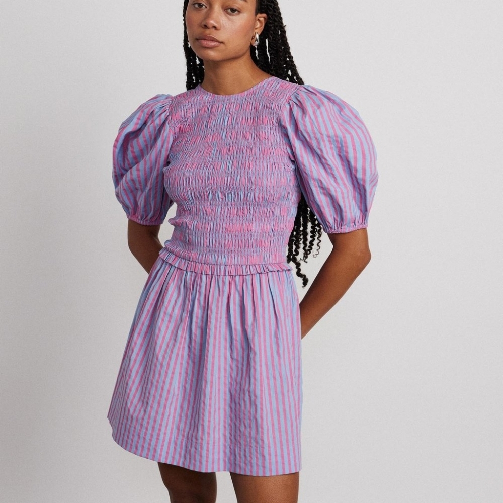 Damson Madder Bluebelle Shirred Mini Dress EU Size 20 /US 16 - Picture 5 of 13